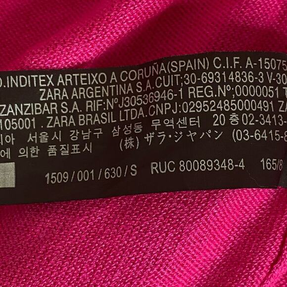 2/$30 ZARA V-Neck Crop Cardigan Small Fuchsia Button Front Long Sleeve #6096 - Picture 10 of 13